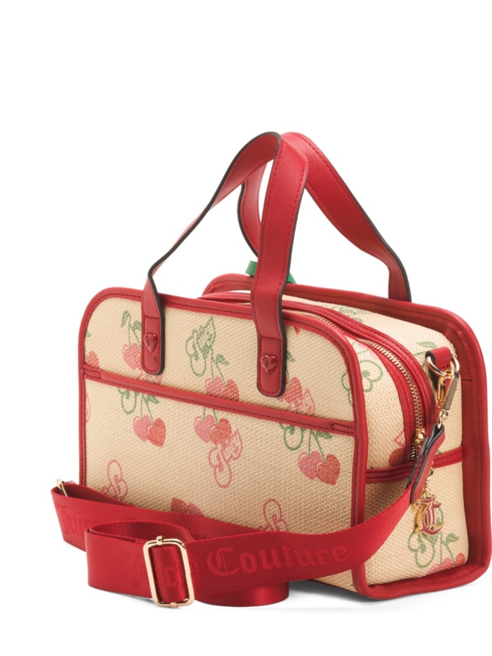 Juicy Couture Red and Cream Cherry-Print Shoulder Bag